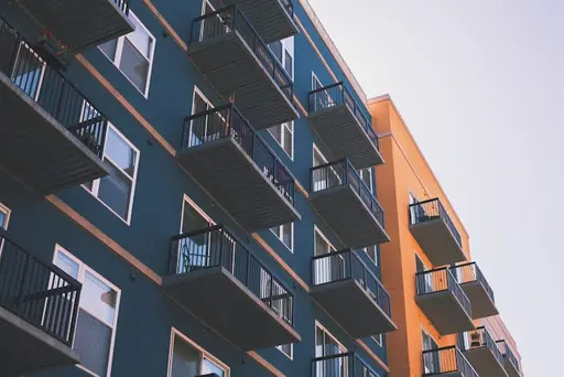 Modern multifamily building with balconies