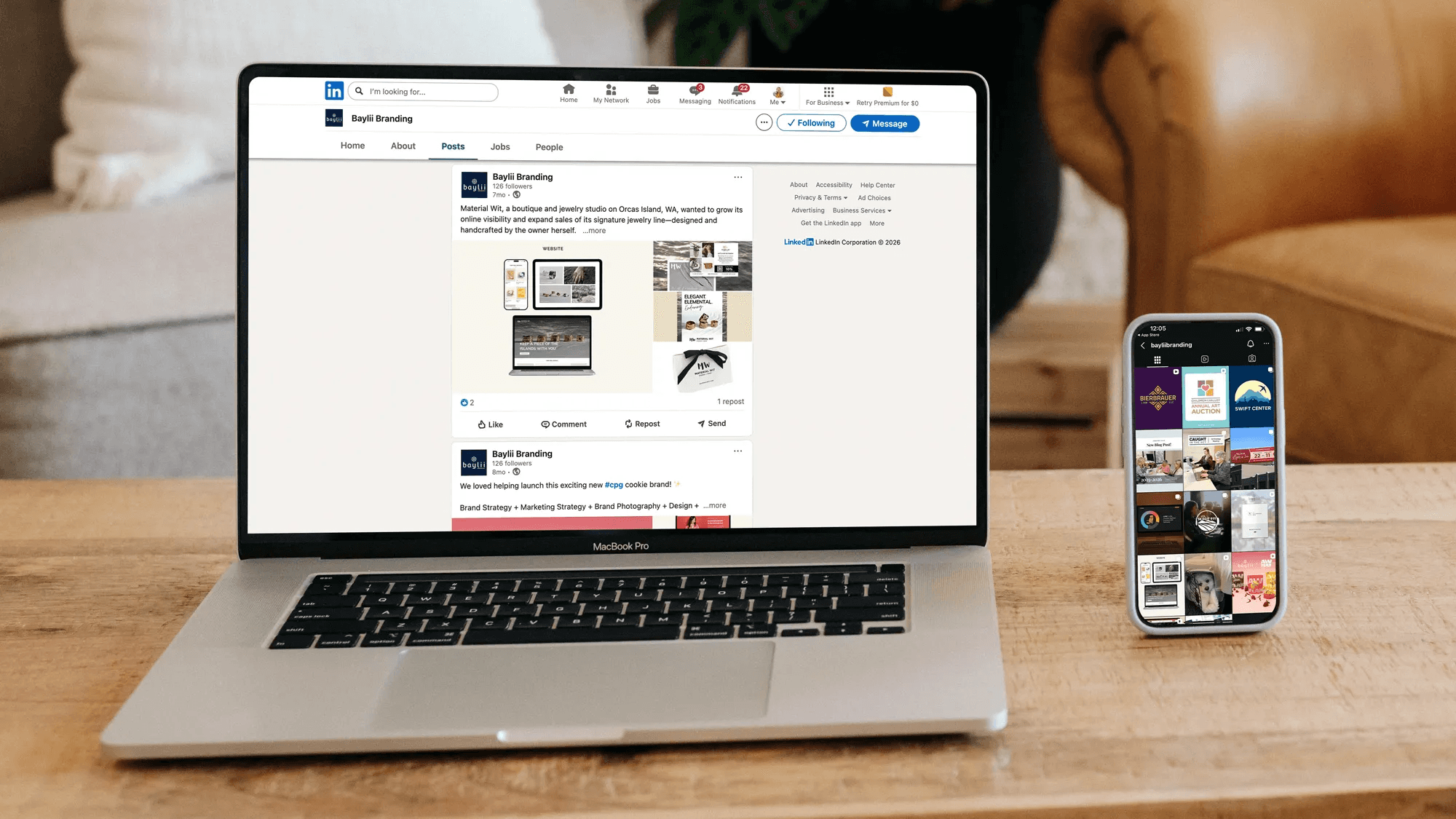 Social media profiles on laptop and phone - Social Media Content Ideas
