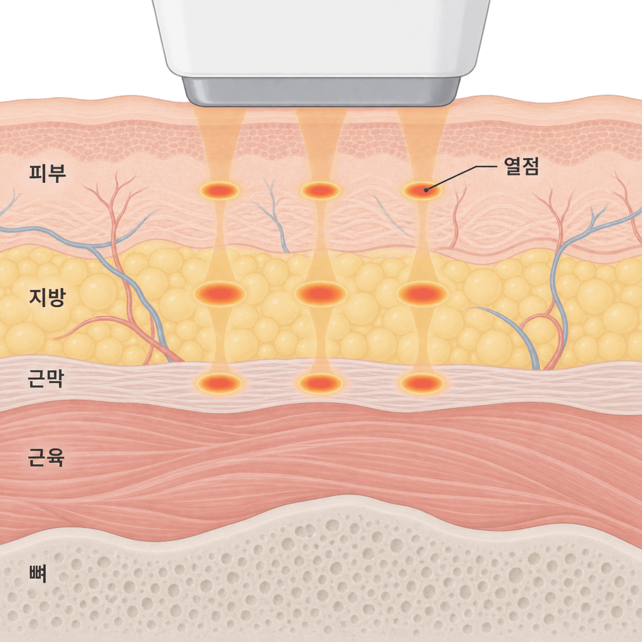 슈링크는 얼굴 피부 아래 정해진 깊이에 열점을 만드는 시술이에요