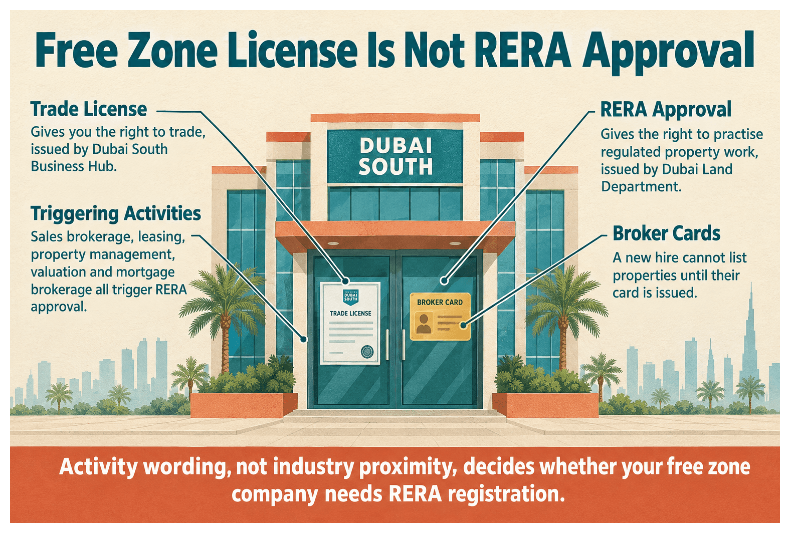 Infographic: When Does a Dubai Free Zone Business Need a RERA License