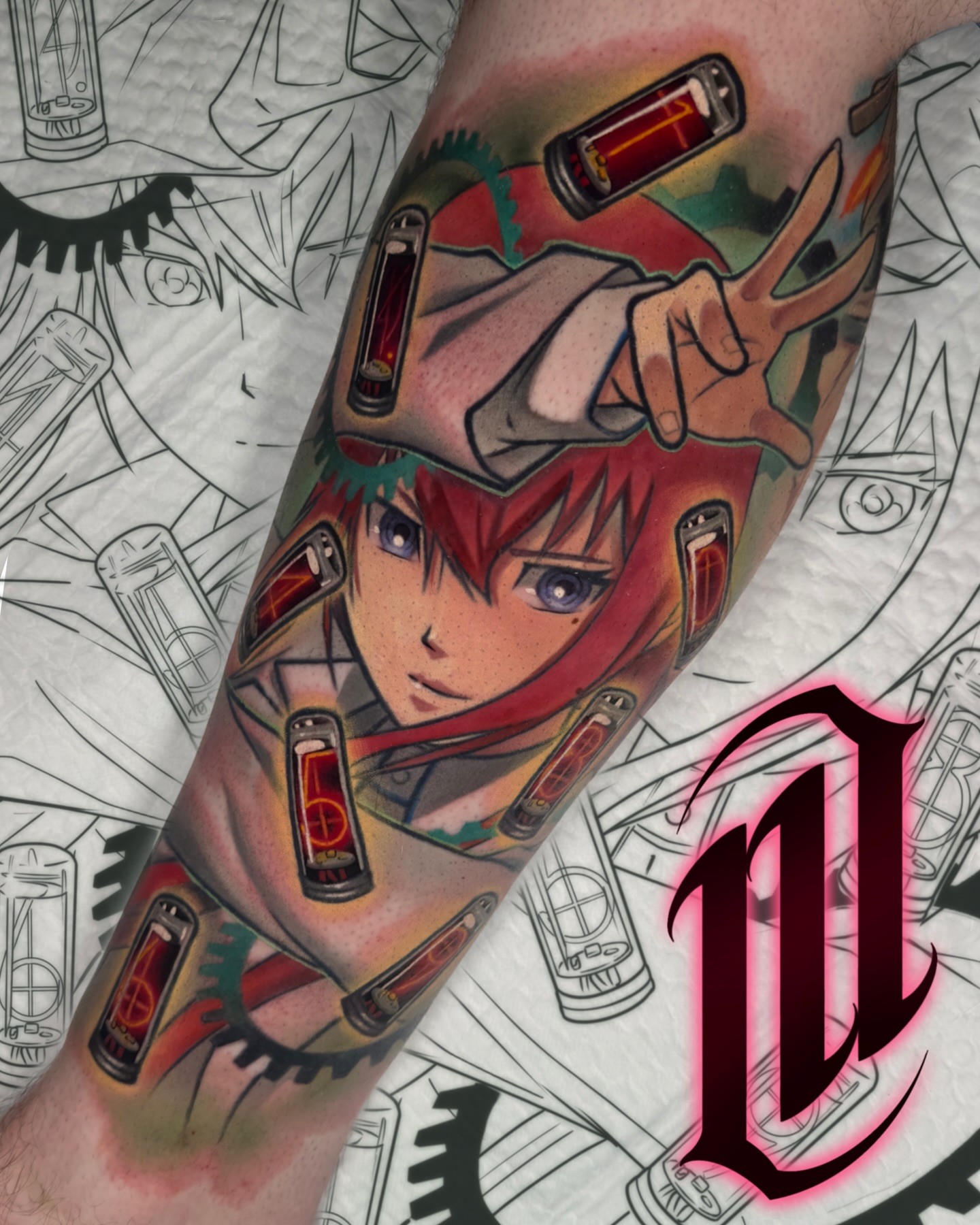 colorful anime tattoo of kurisu makise in wynthall birmingham in england