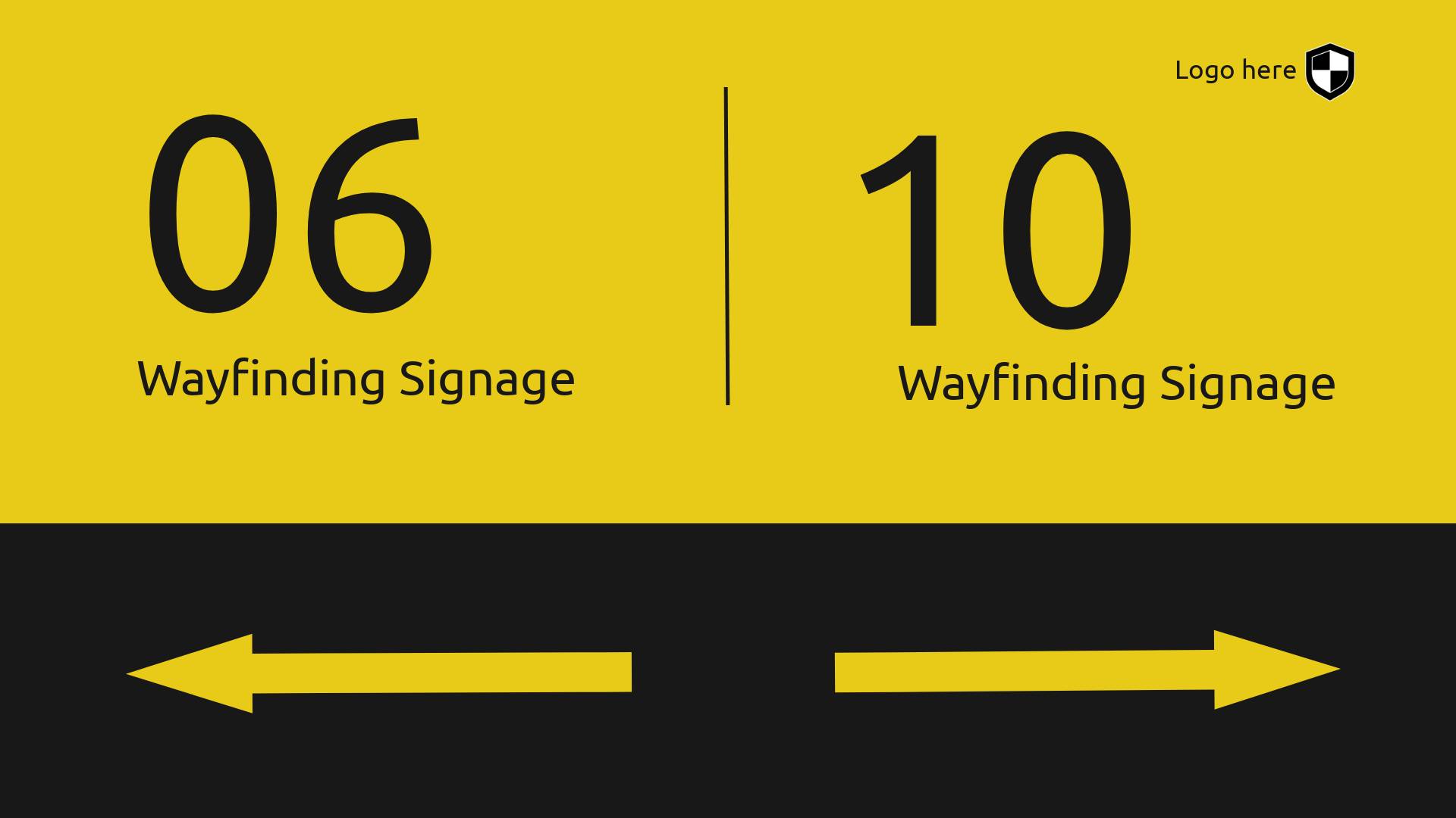 Wayfinding signage with directions and numbers