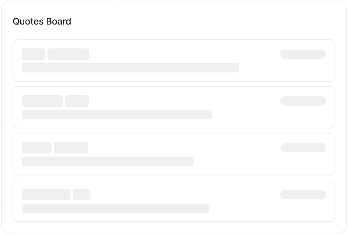 Quotes board with key interview quotes auto-extracted from transcripts and grouped by theme.