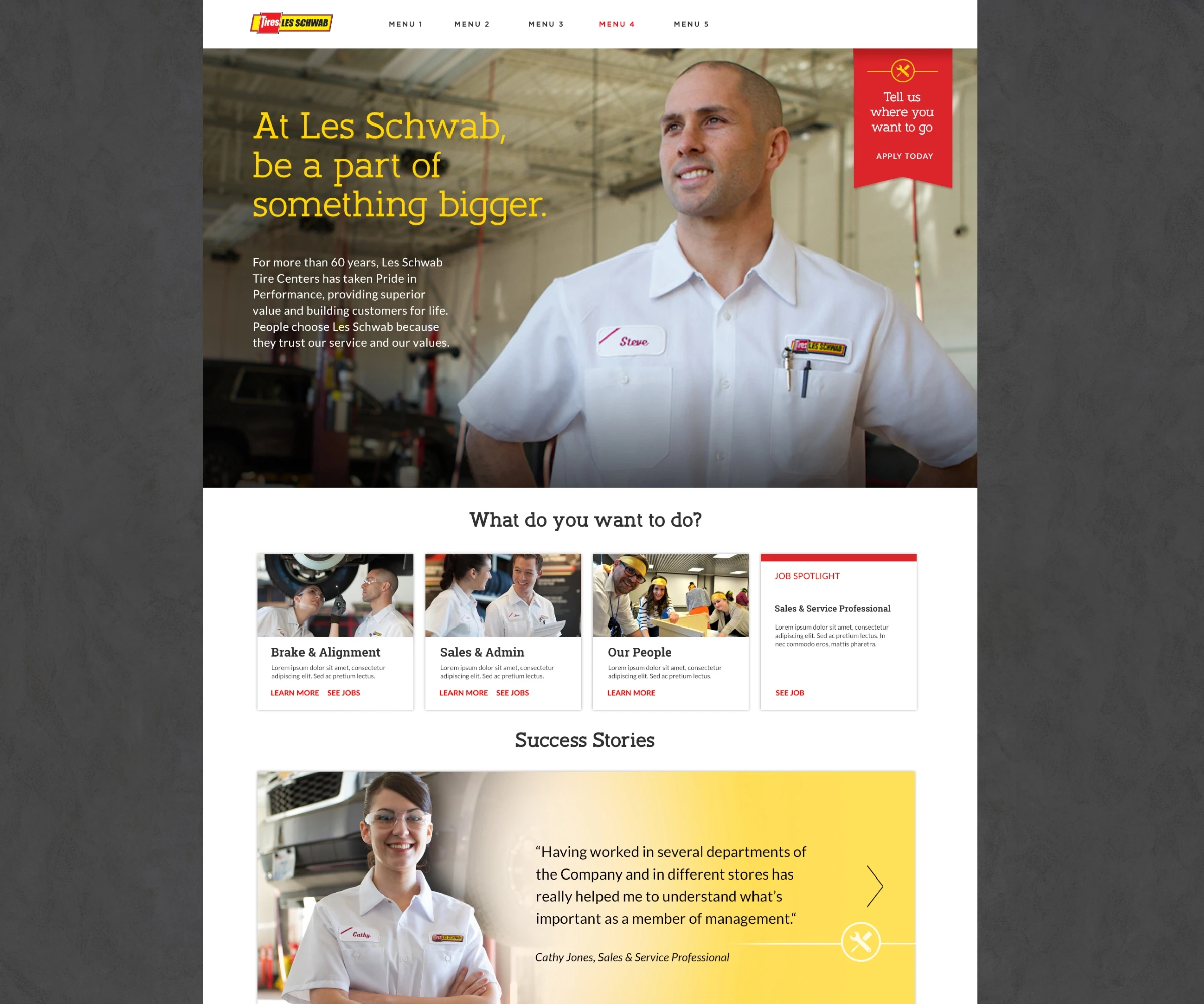 Les Schwab career landing page