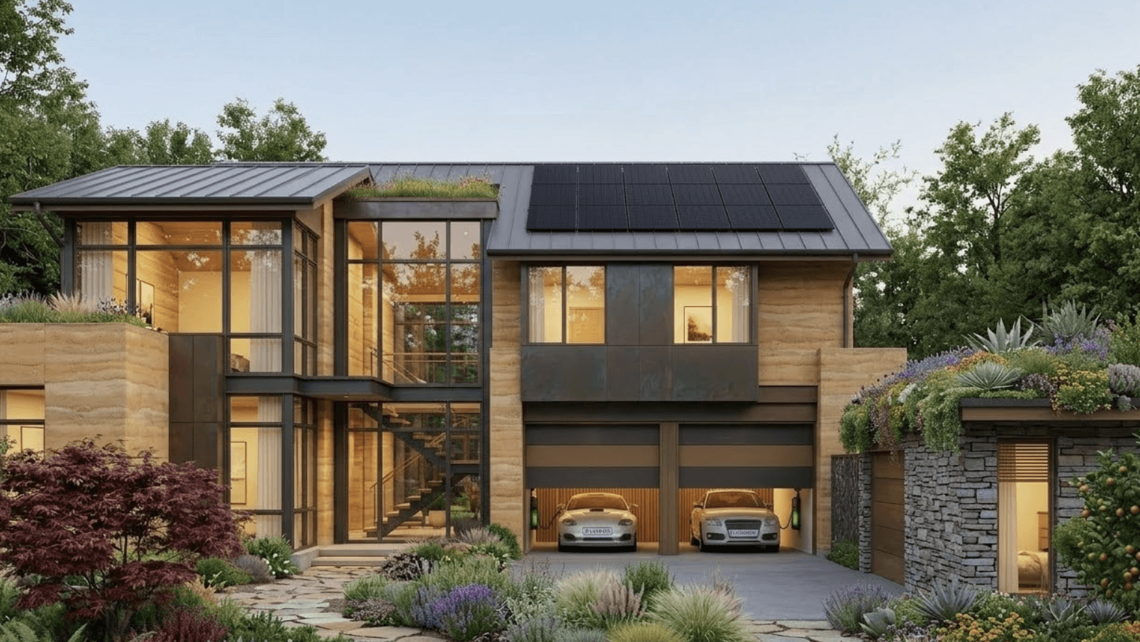 photo d'une maison avec des panneaux solaires qui réduit sa facture d'électricité