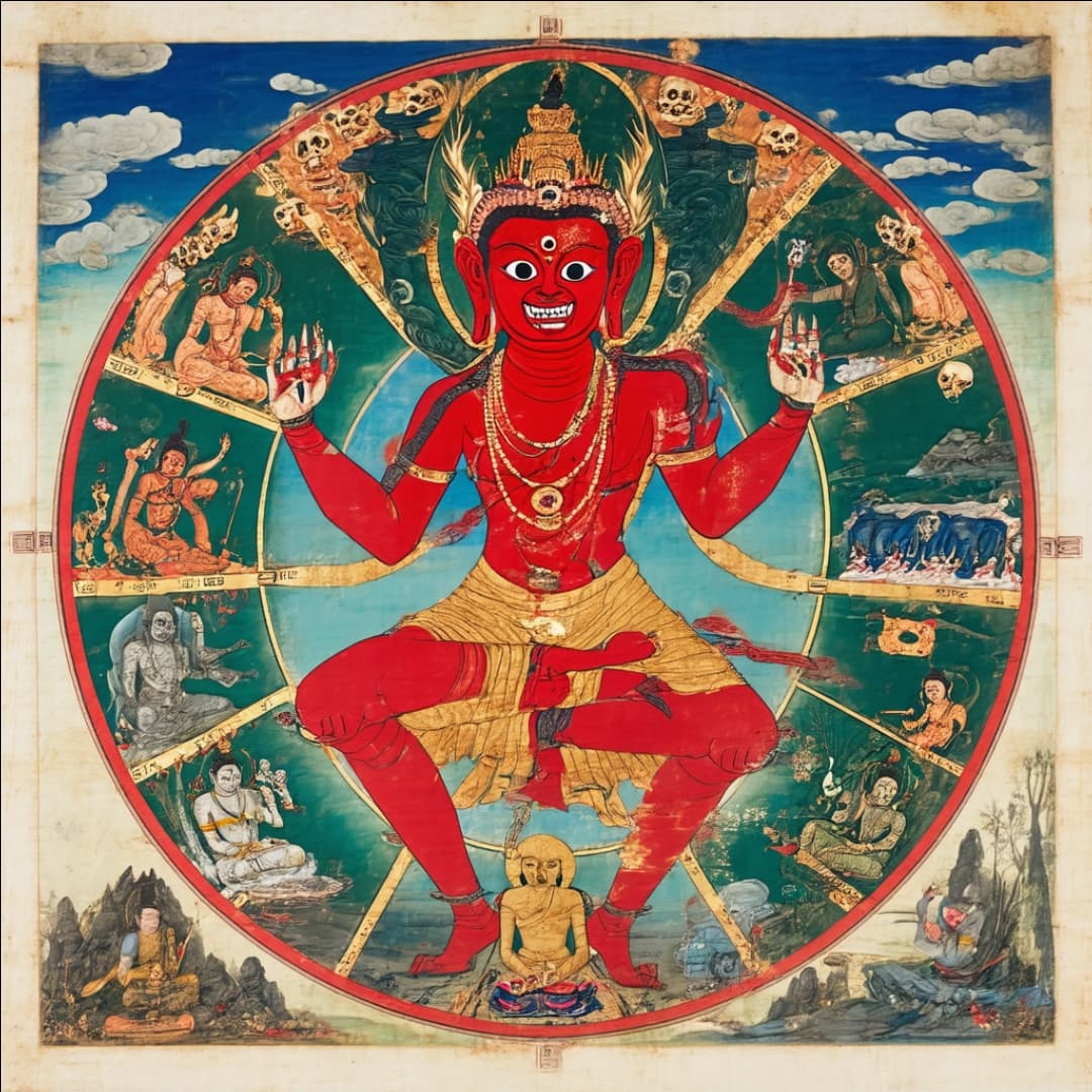 eine Zeichnung eines indischen Gottes