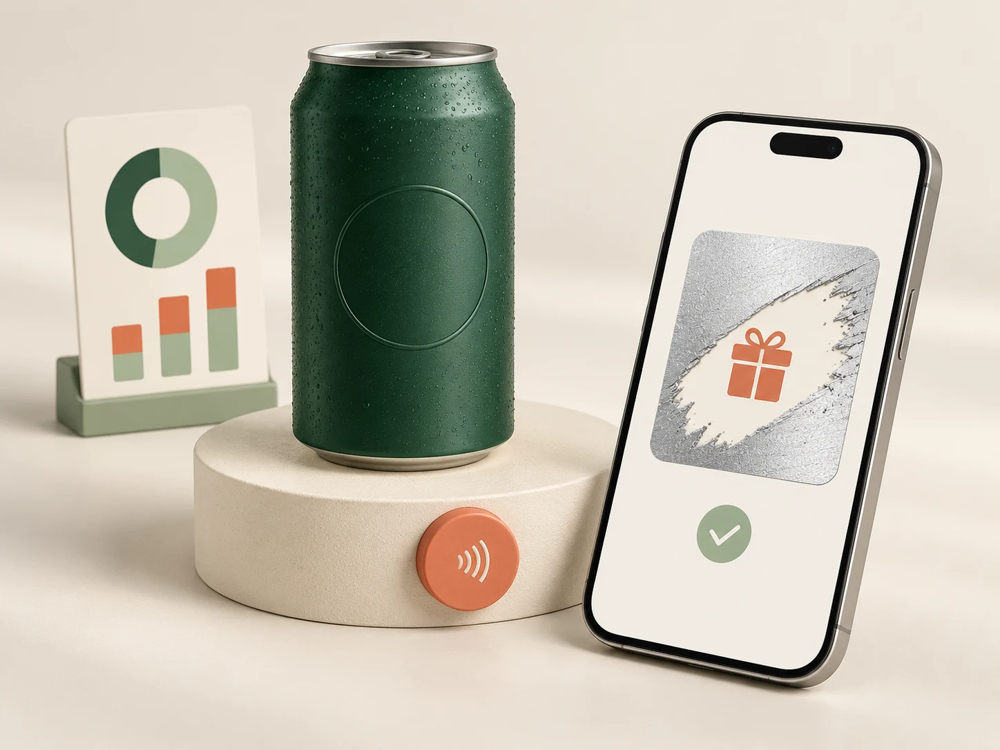 Producto con acceso NFC, raspadita en el celular e información de participación