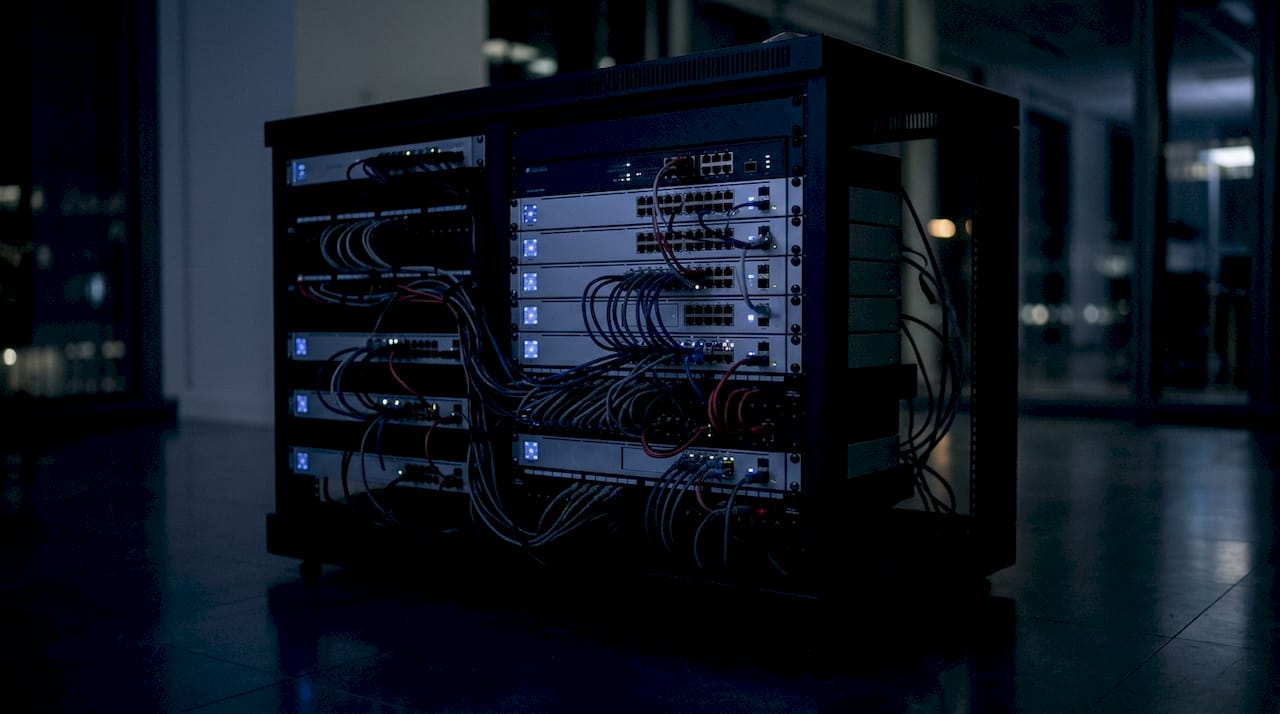 Network hardware with blinking LEDs