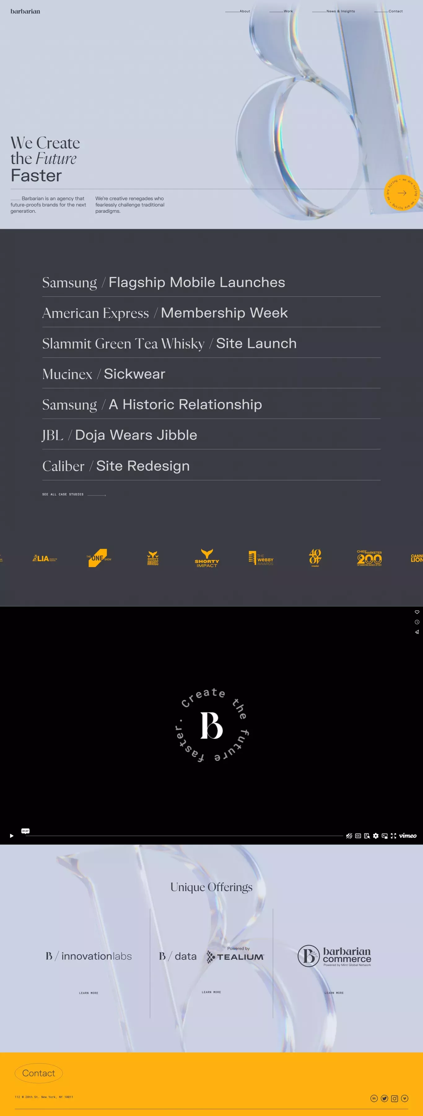 Barbarian portfolio page screenshot showcasing Design and Tech design