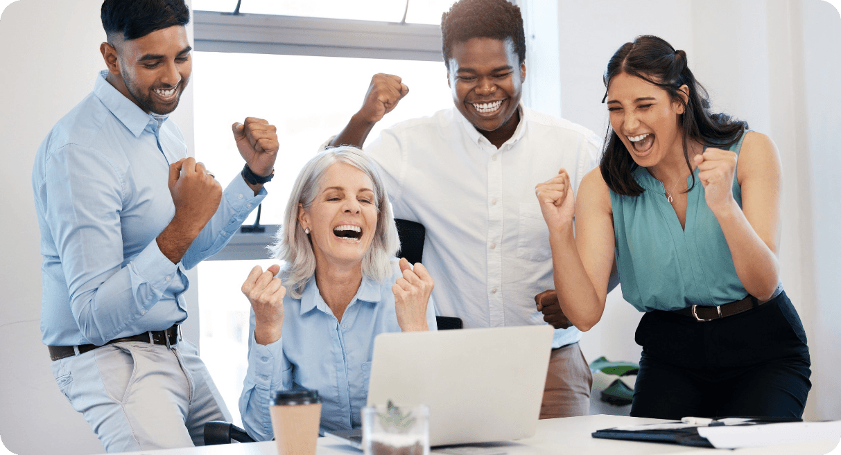 group of happy employees