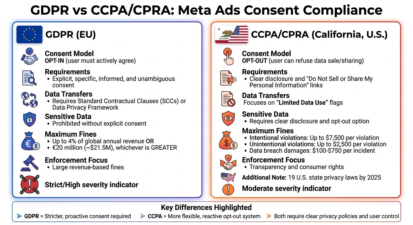 GDPR vs CCPA Meta Ads Compliance Requirements and Penalties