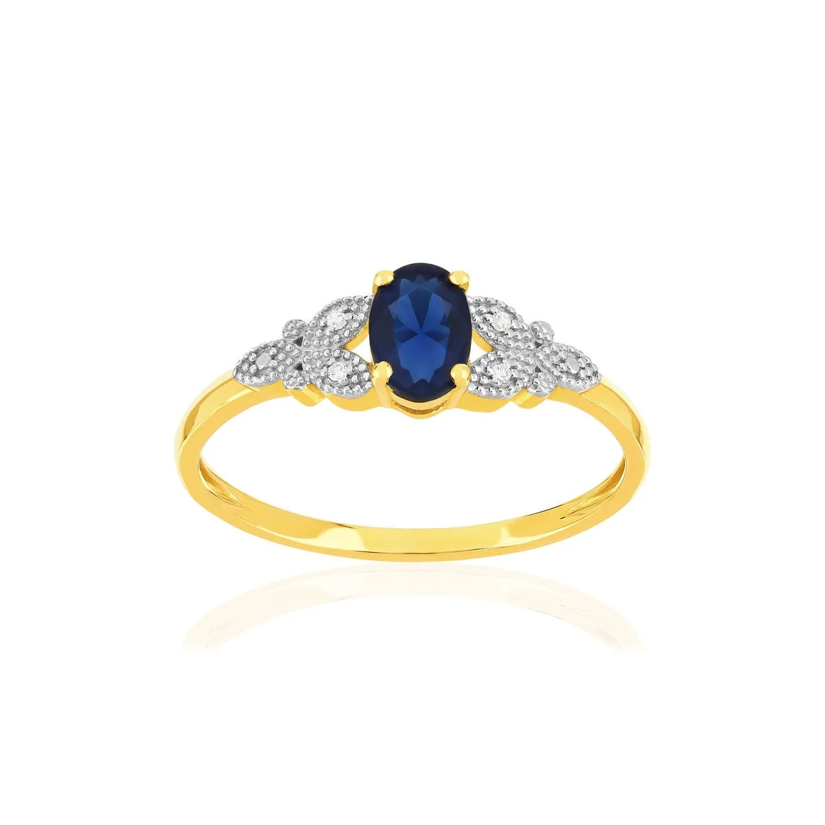 Bague en deux ors 375 sertie de diamants et saphirs