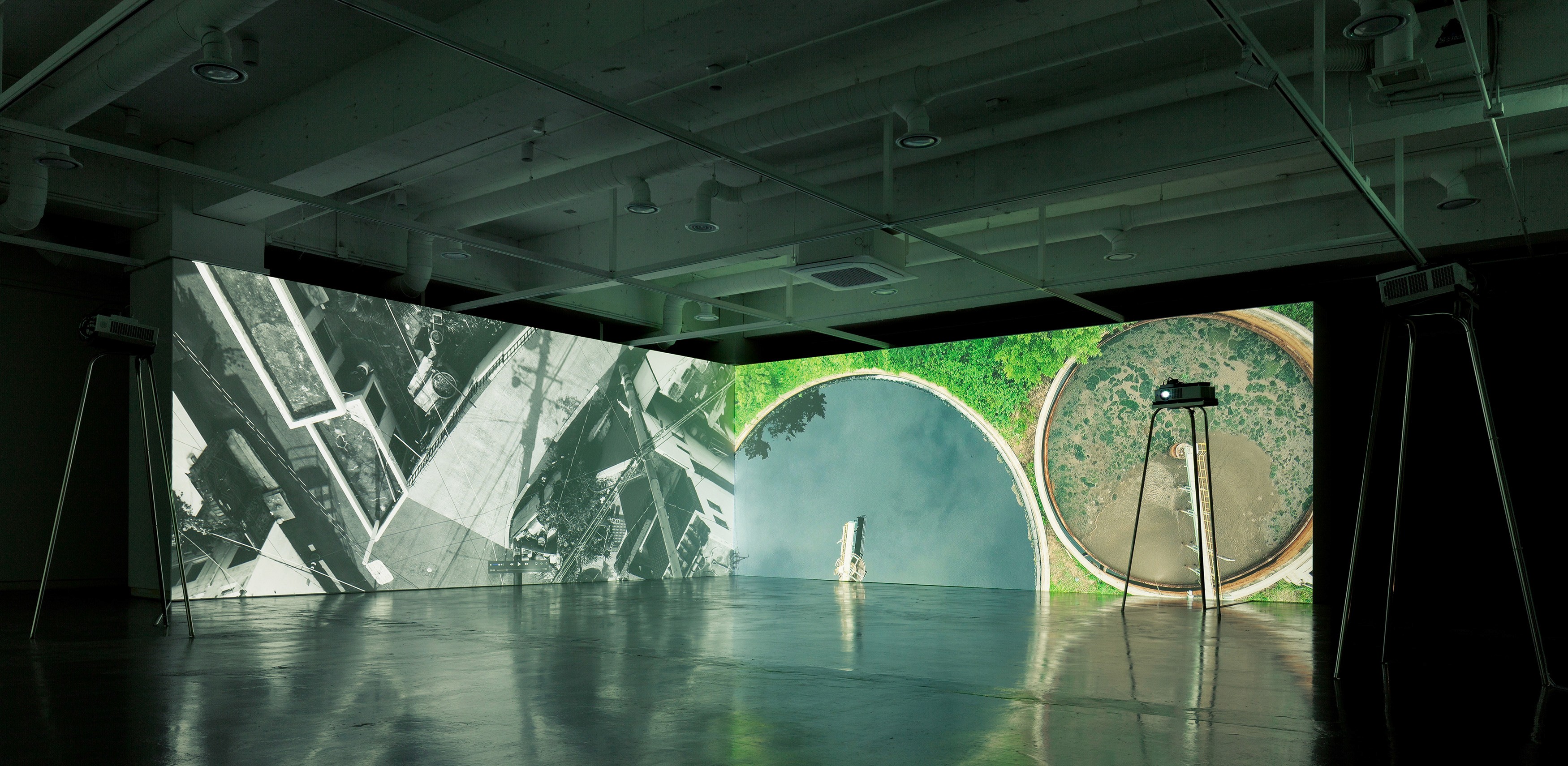 Modern black record player on desk