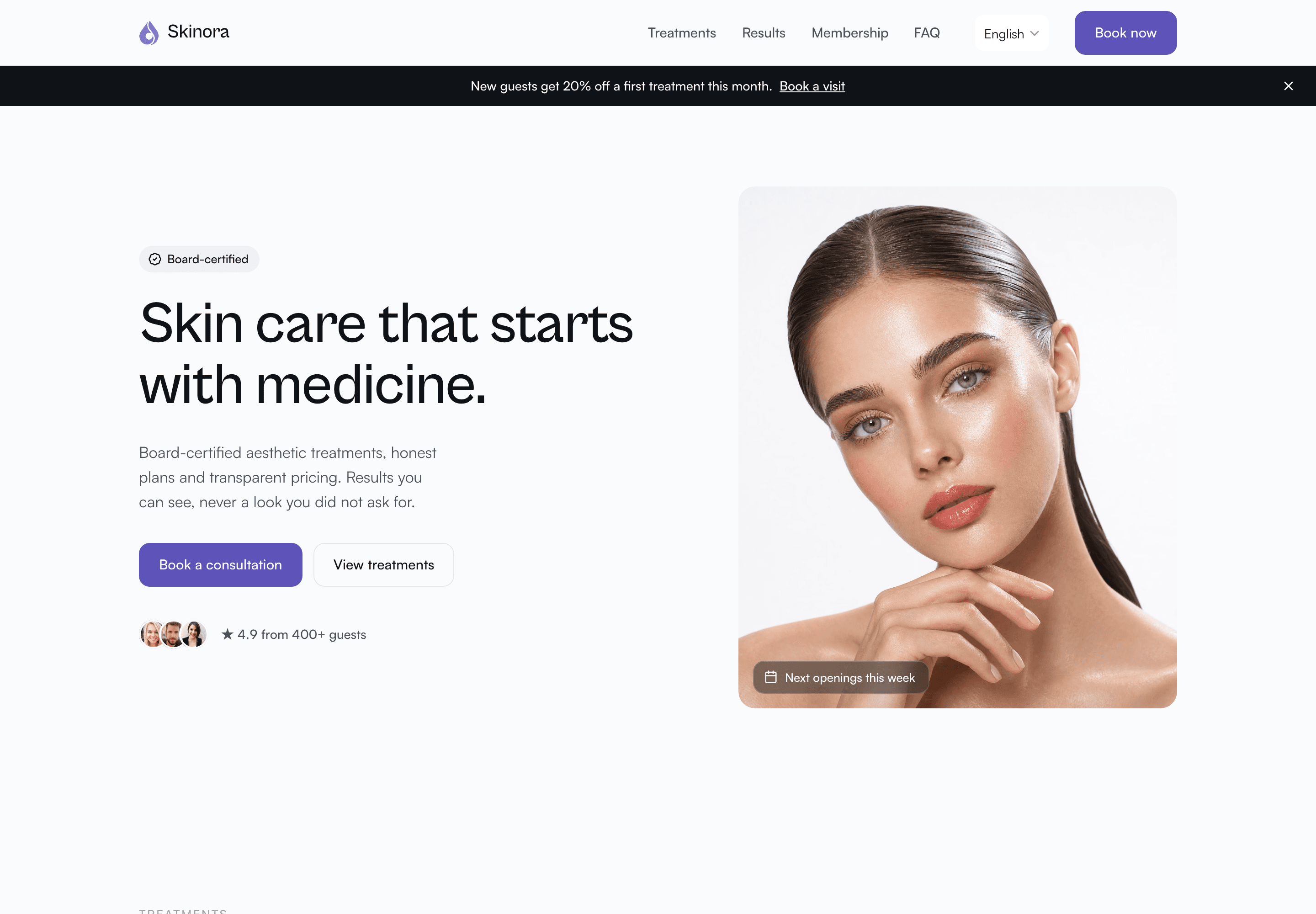 Skinora med spa template preview