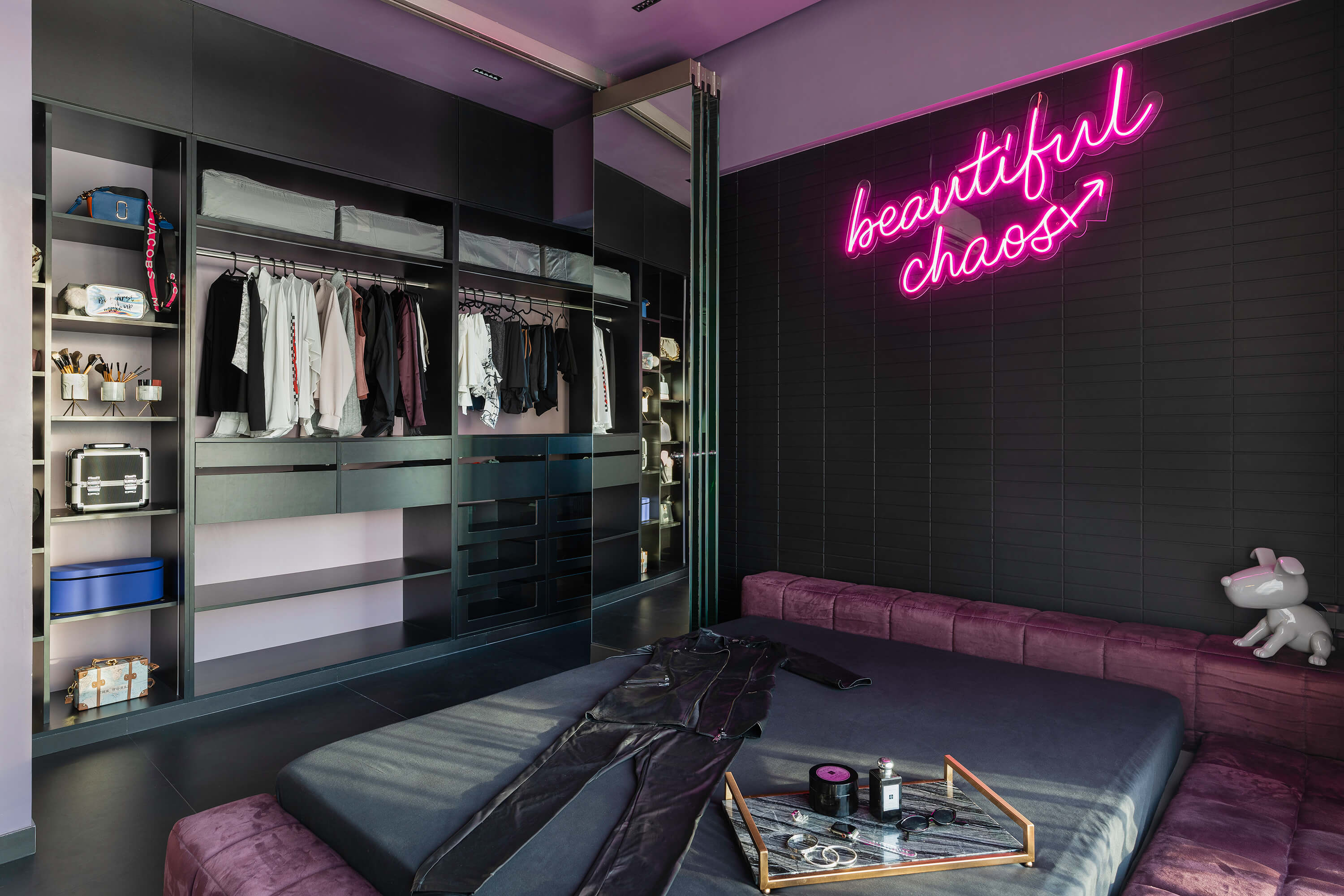Bedroom with Neon Art Feature — image 1