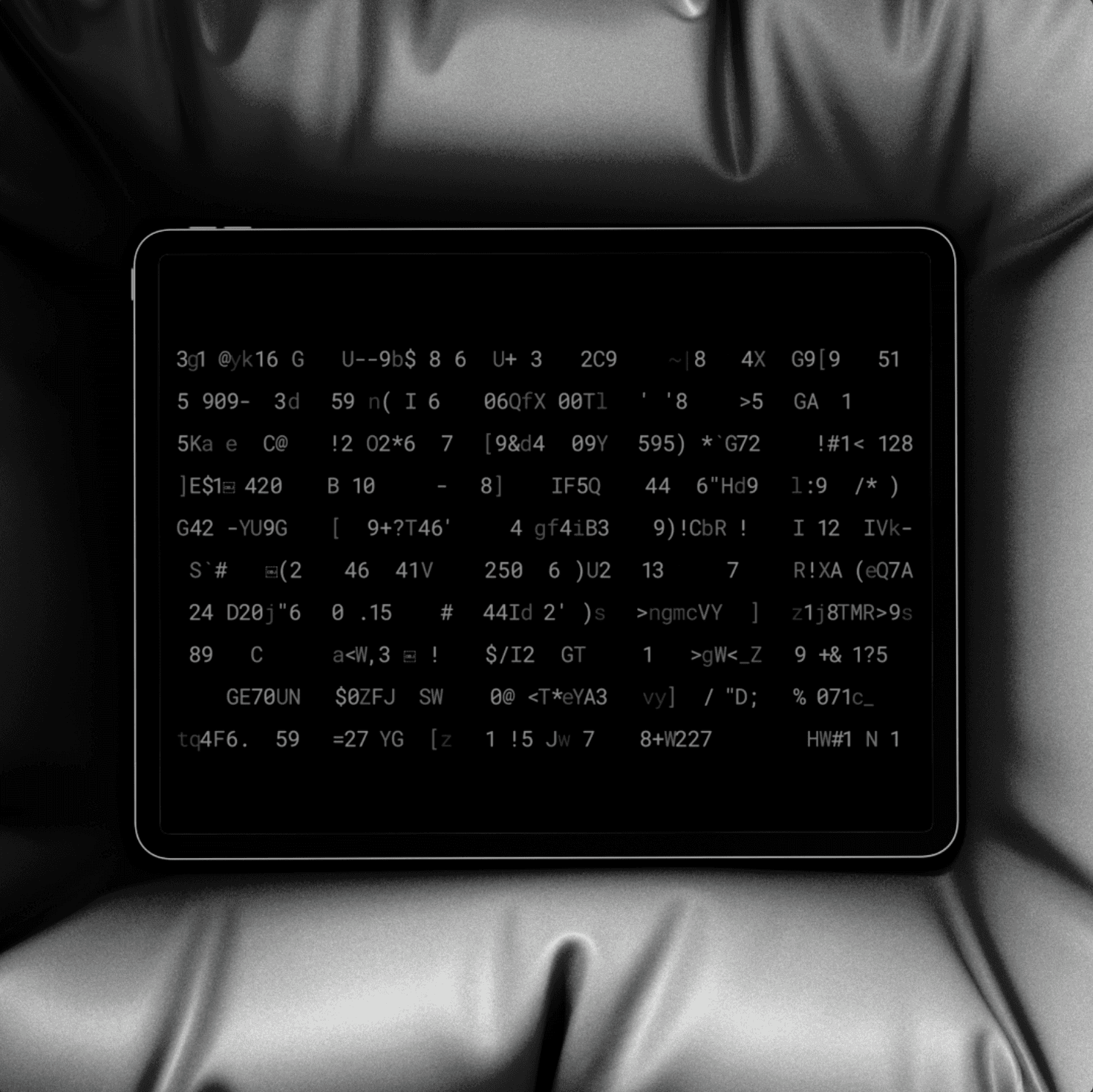 Dark-mode portfolio matrix on tablet surrounded by inflated cushion—symbolizing 3one4 Capital’s data-first, founder-friendly venture brand