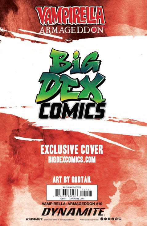 Close-up detail of Vampirella Armageddon #10 GODTAIL Virgin Variant limited to 500 showcasing artwork