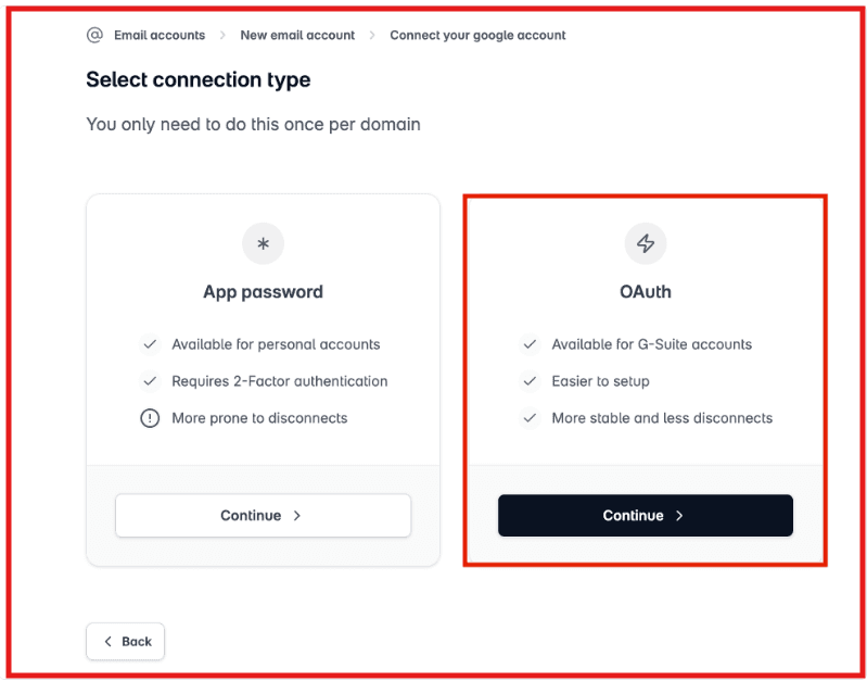 Google Workspace integration via OAuth on Stamina