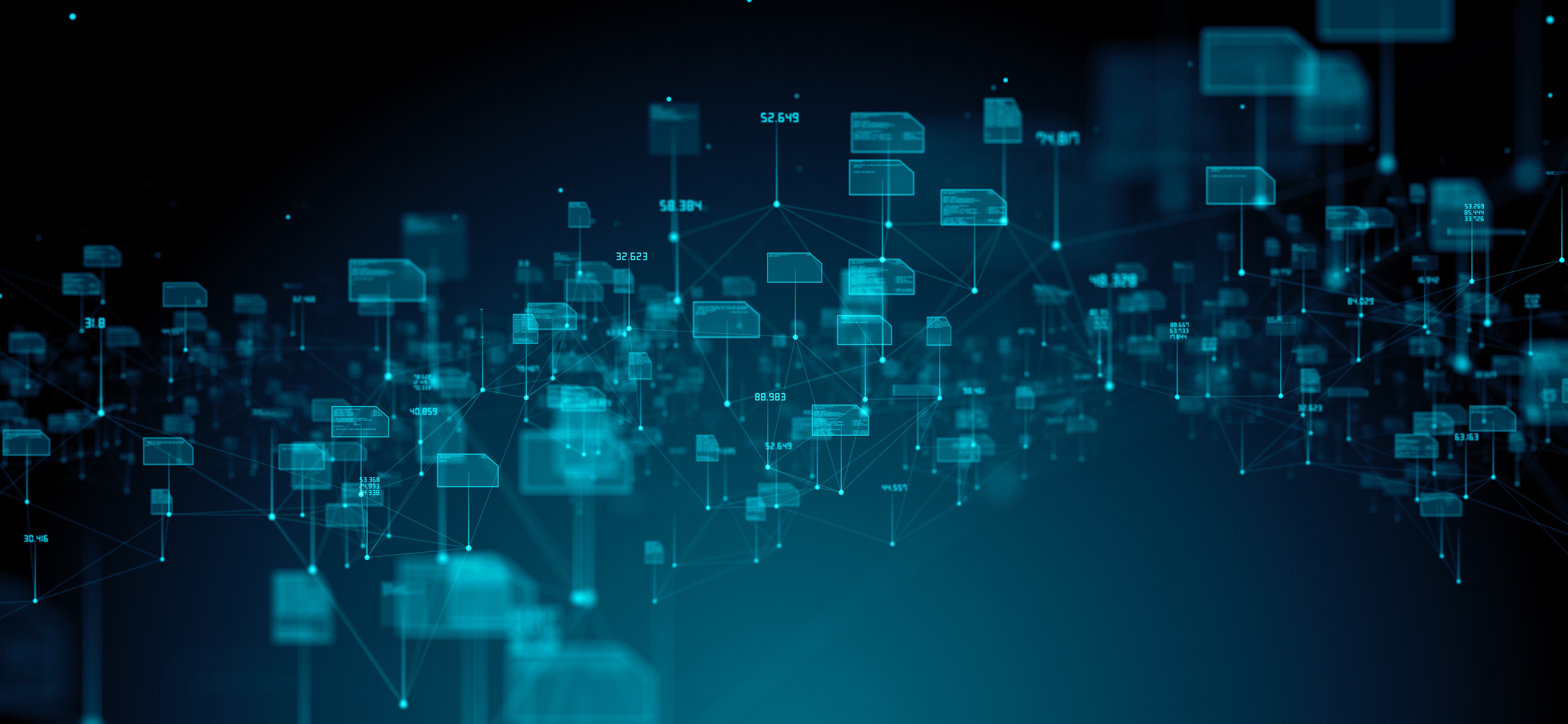 futuristic image of software components on a blue background