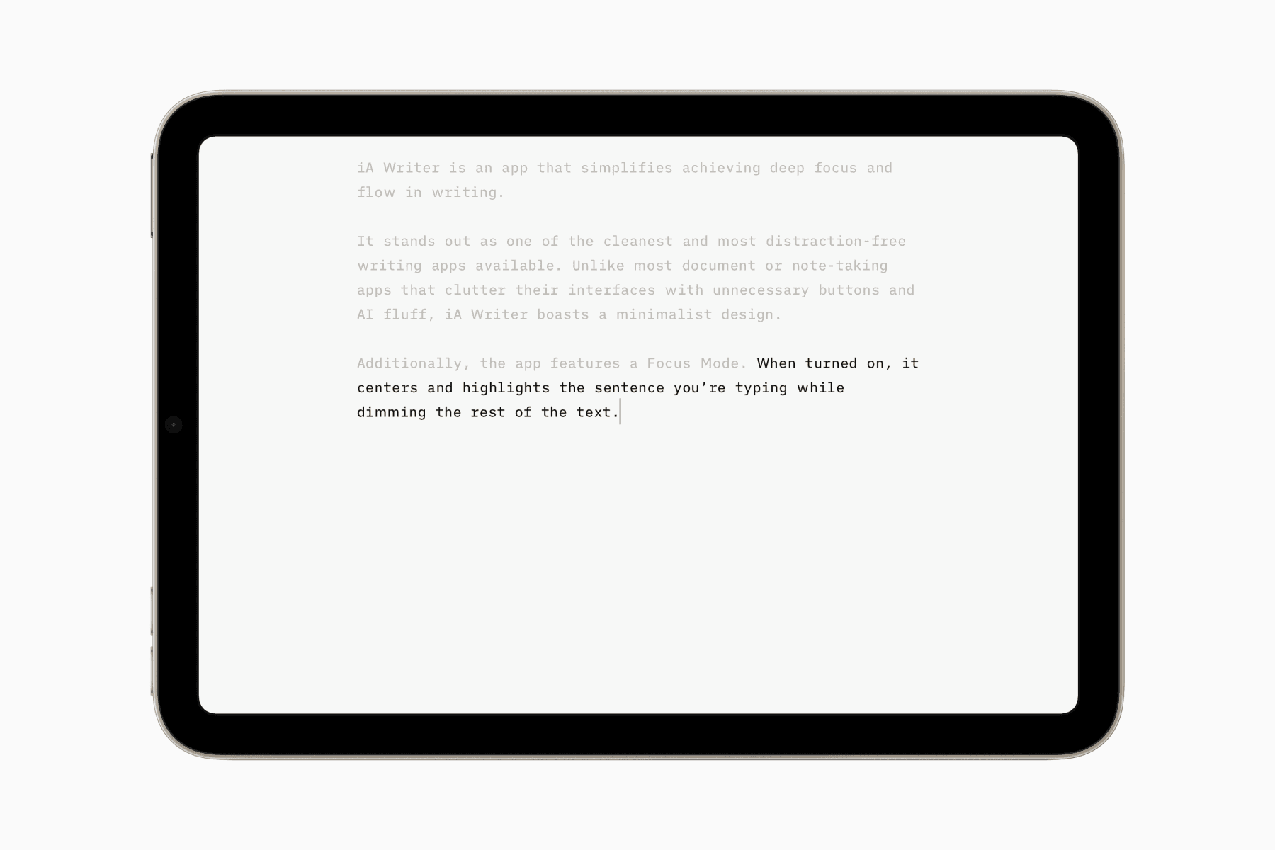 iA Writer app on iPad