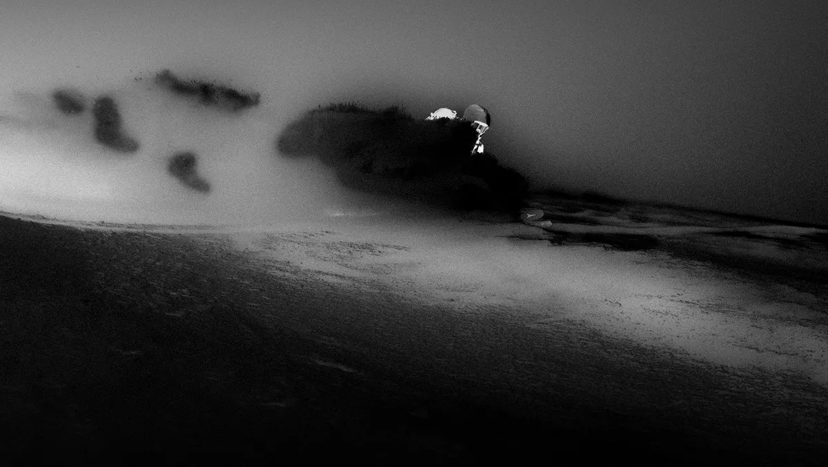 abstract picture fo a skier, skiing.