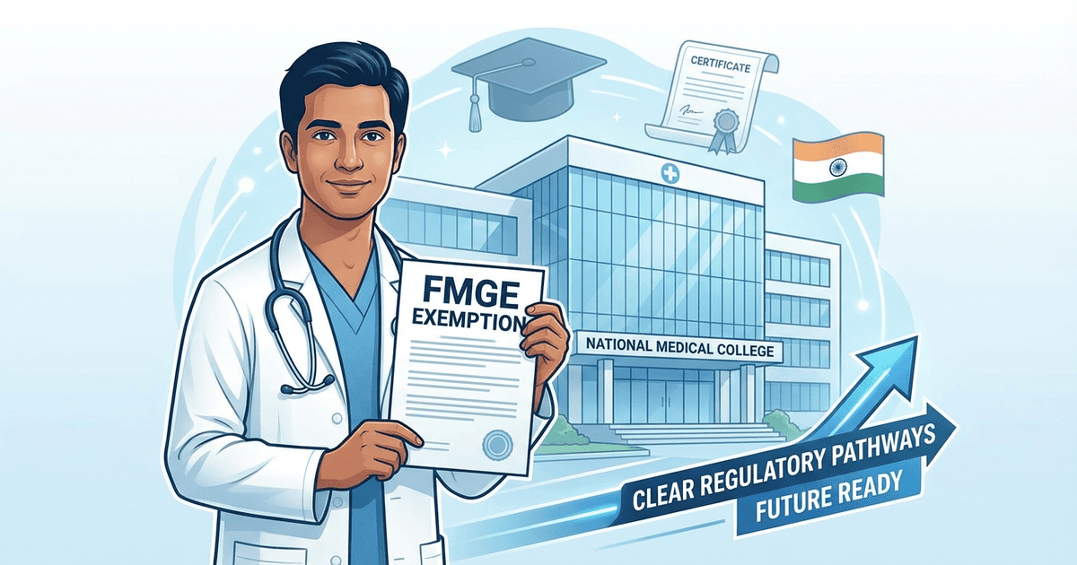 Cover: FMGE Exemption 2026 — Who Is Eligible and What the NMC Rule Changes Mean for You