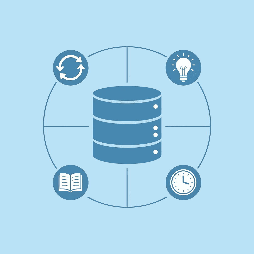 Central knowledge base hub connected to multiple information nodes representing instant accessibility