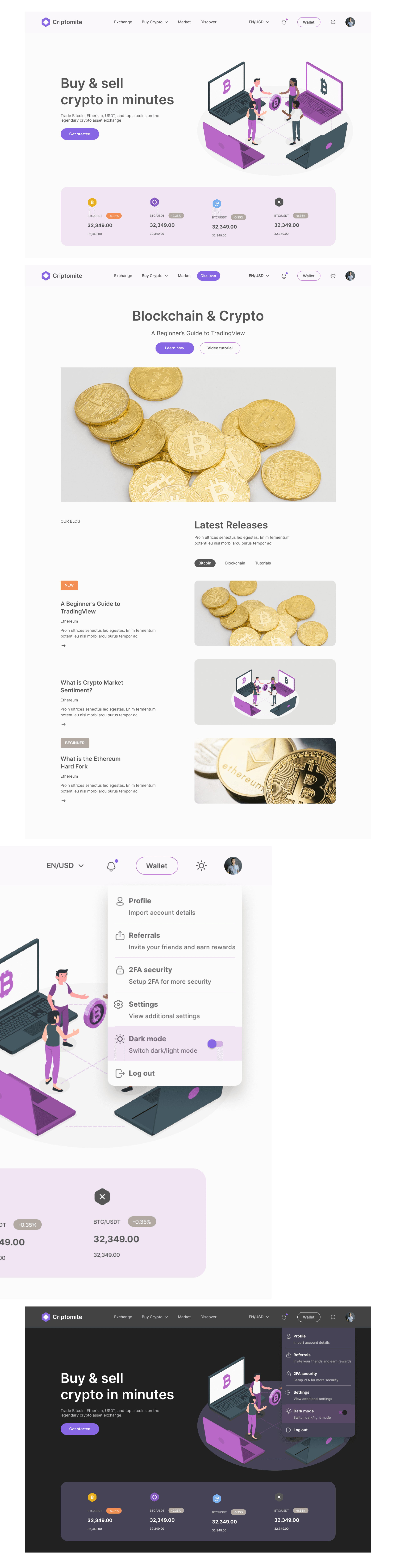 shots of criptomite landing page