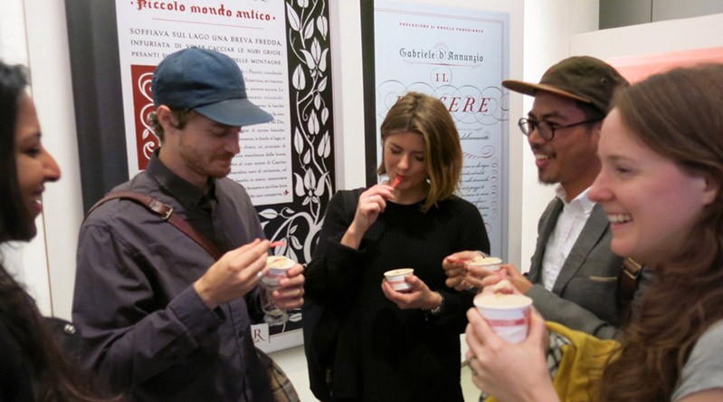 group photo of people eating ice-cream
