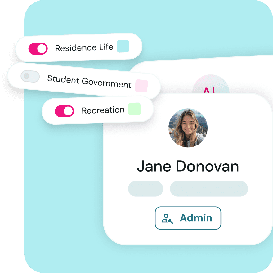 Event approval workflow in Lounge showing reviewer assignments across university departments and student organizations