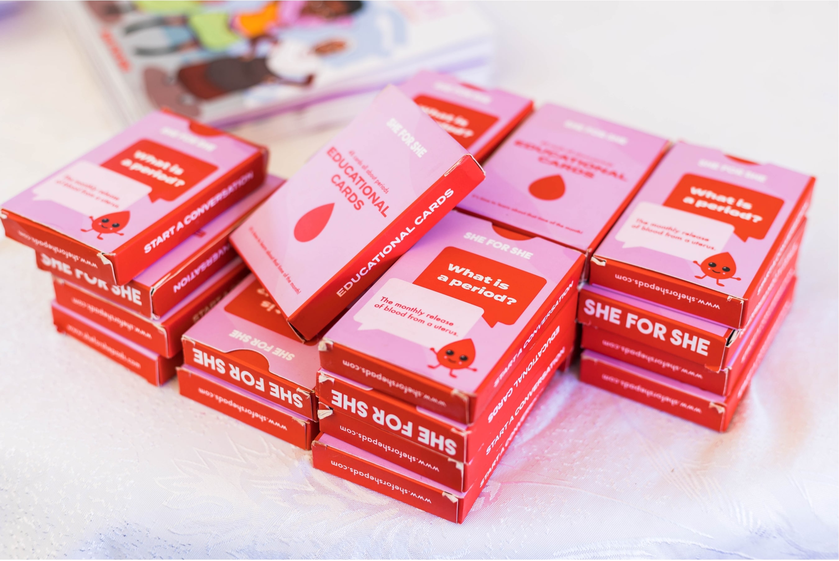 Educational cards about menstruation created by SHE FOR SHE.