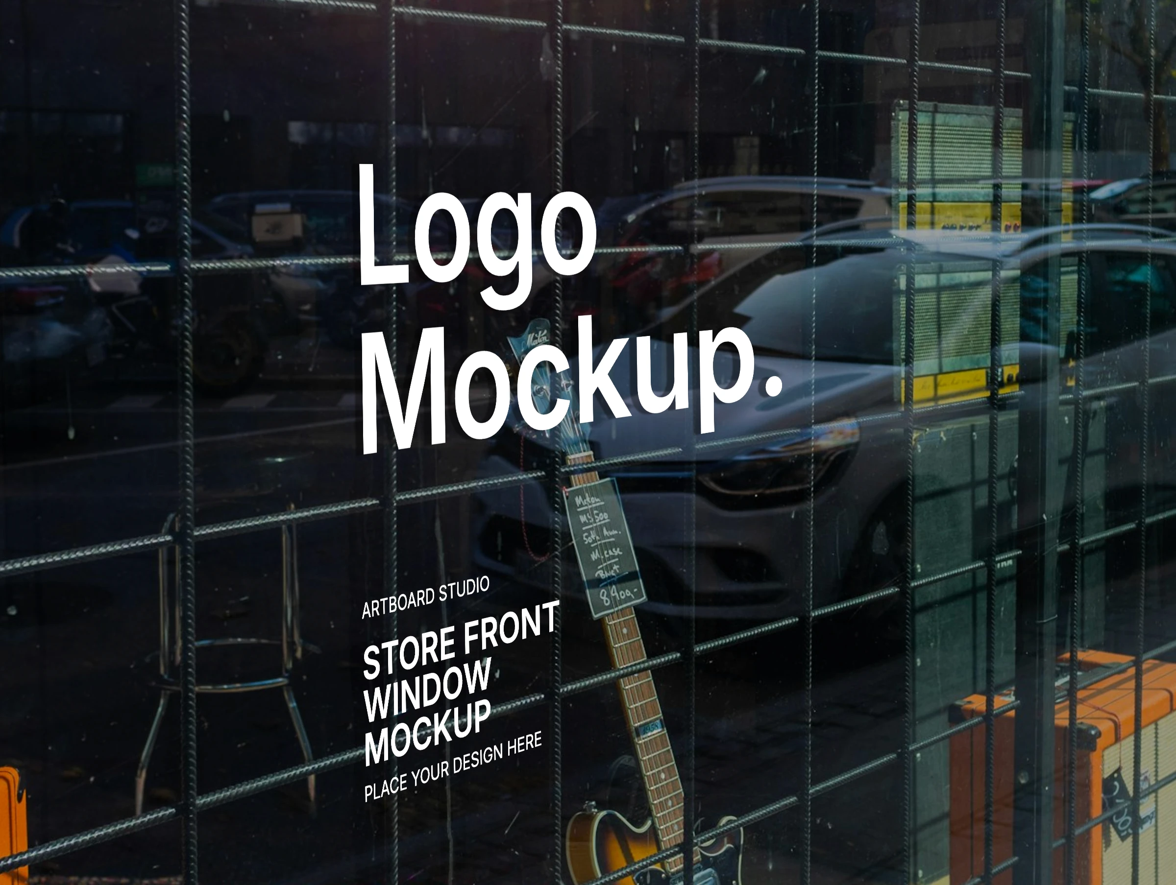 Store front glass logo mockup