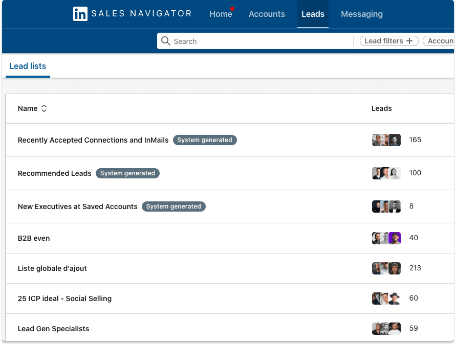 Sales Lead Tracking LinkedIn Sales Navigator Lists | Breakcold