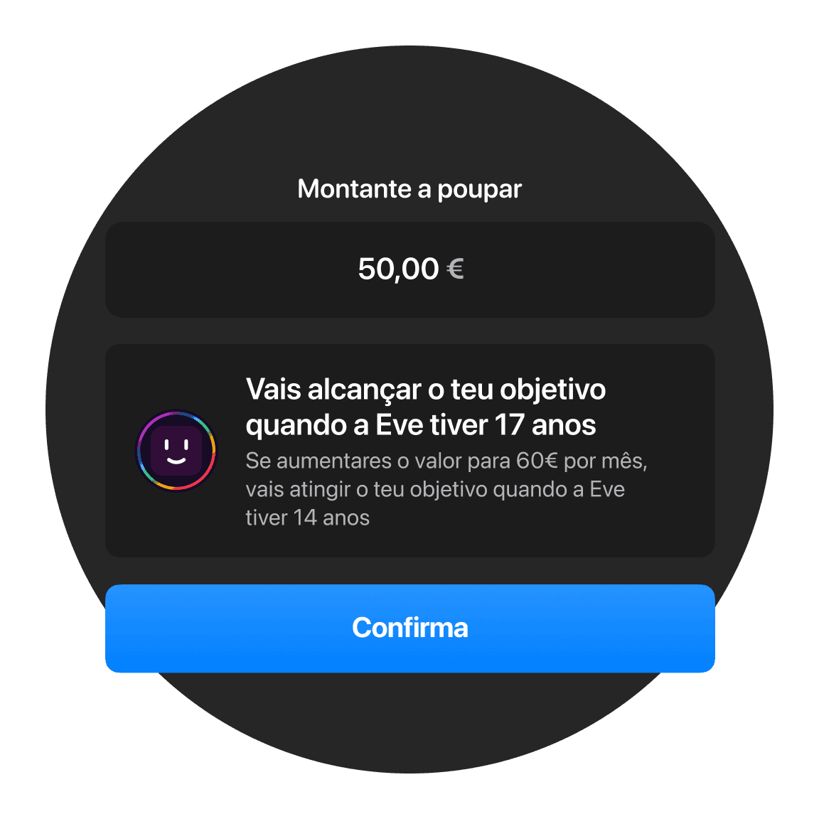 Uma mensagem perguntando sobre as tuas experiências com um jogo, com uma interface estilizada e um botão azul.