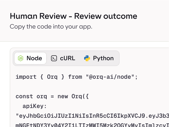 Human review procedure UI
