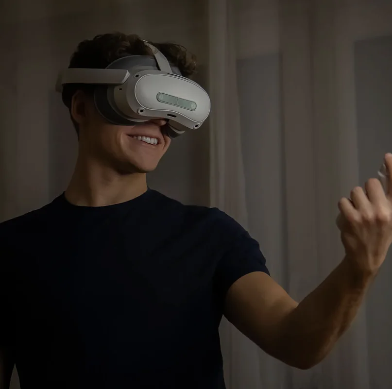 Person wearing a Pico 4 Ultra Enterprise headset for AR visualization