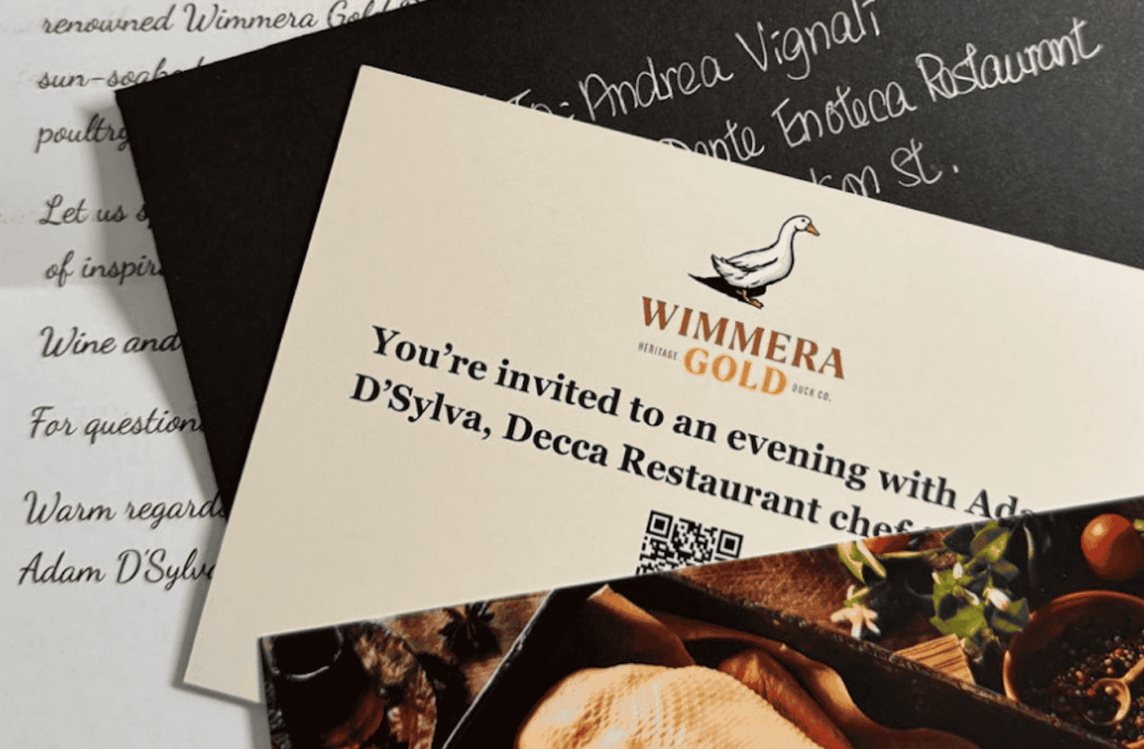 Beautiful, hand-written mail invitations for Foodservice venues