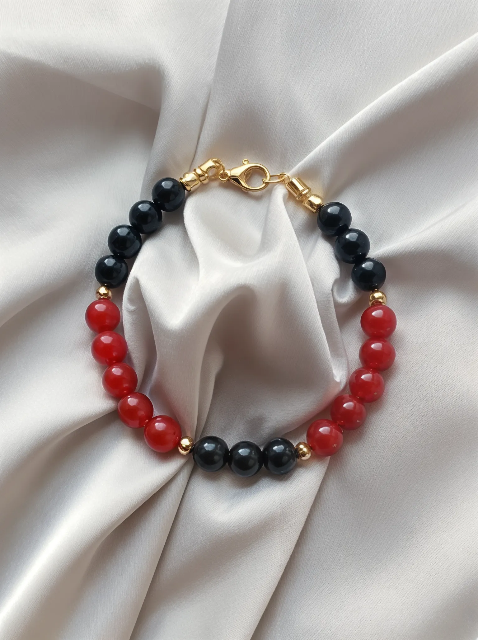 Bracelet placed on a fabric setting.