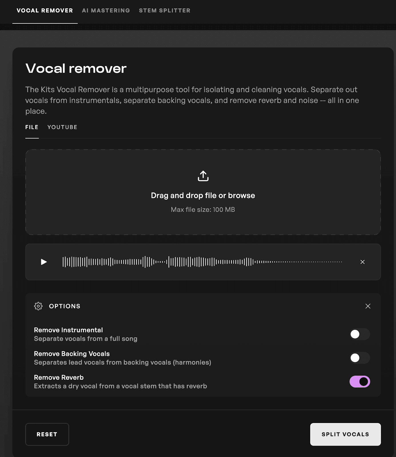 Kits AI vocal remover tool 