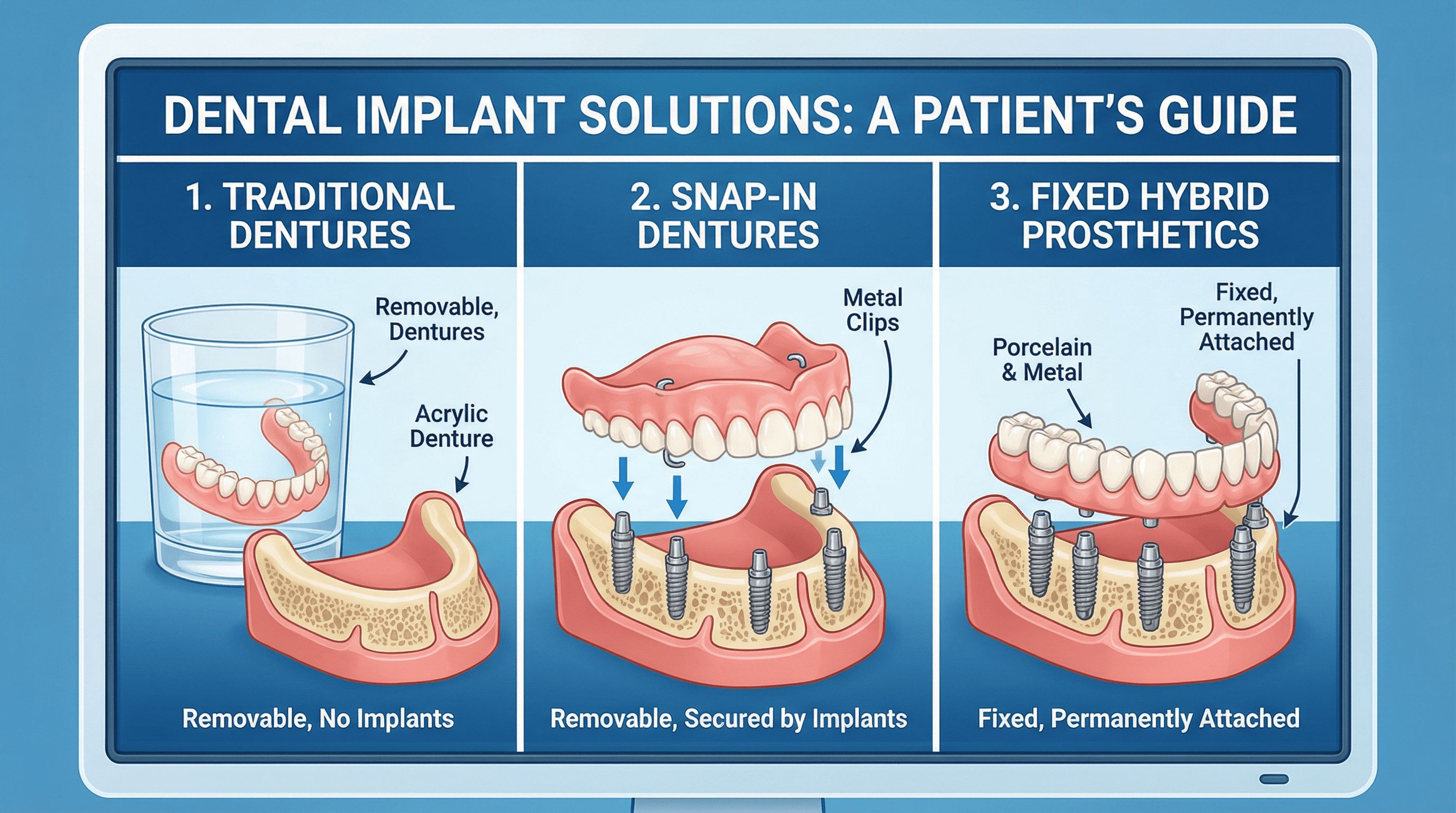 All-on-Four dental implants: A comprehensive solution for replacing an entire arch of missing teeth, featuring four strategically placed implants that support a natural-looking and functional restoration.