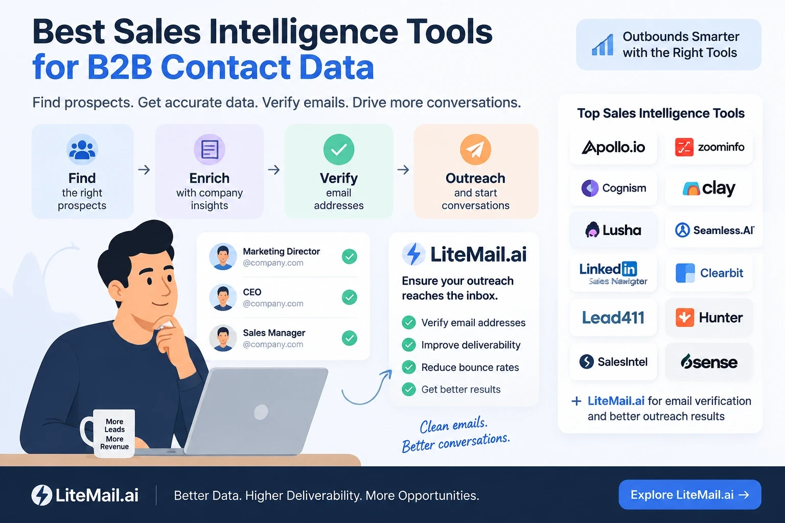 Best sales intelligence tools for B2B contact data and email verification workflow