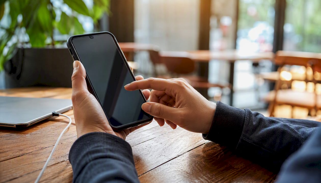 Hands configuring SMS double opt-in on smartphone