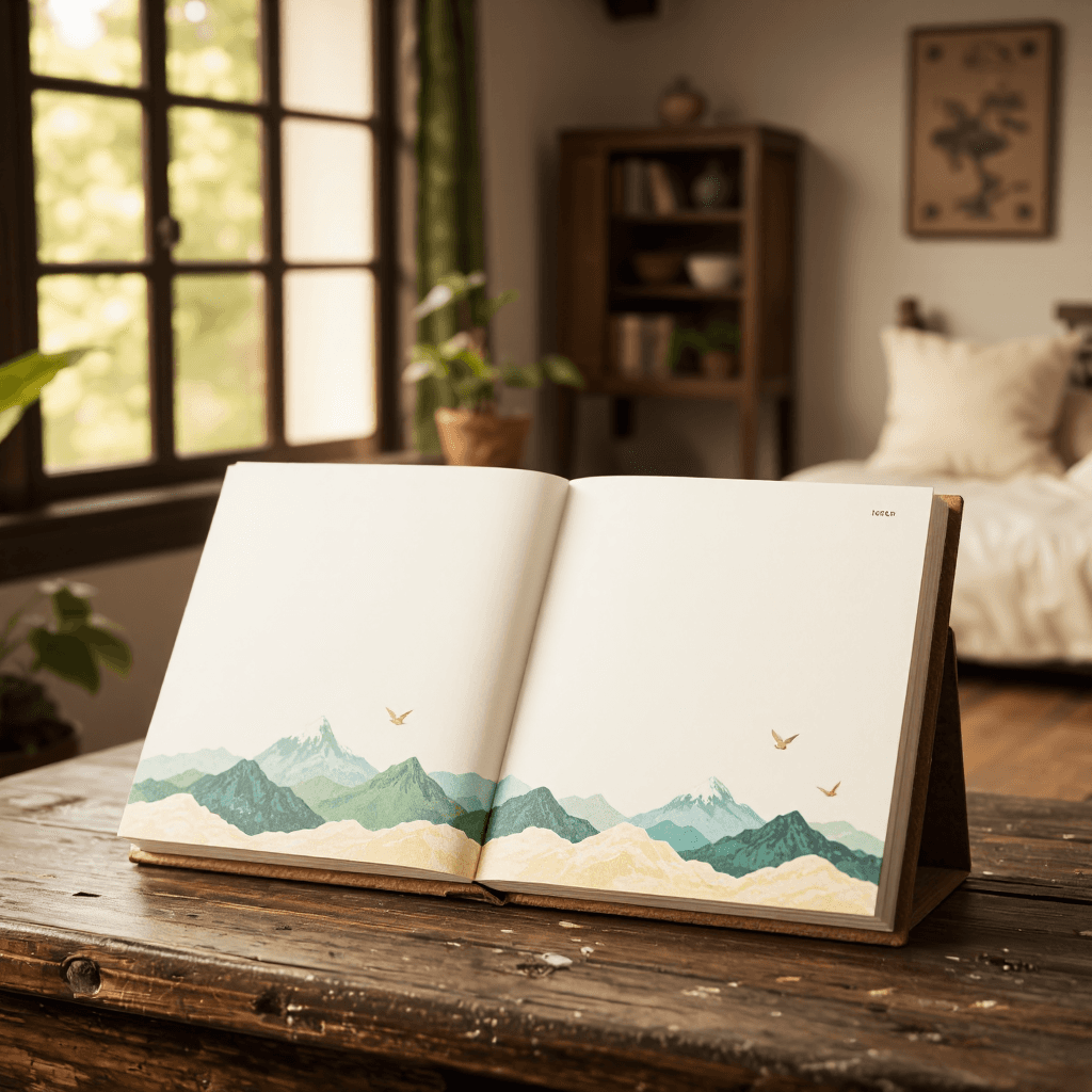 product photography of a notepad with a decorative cover
