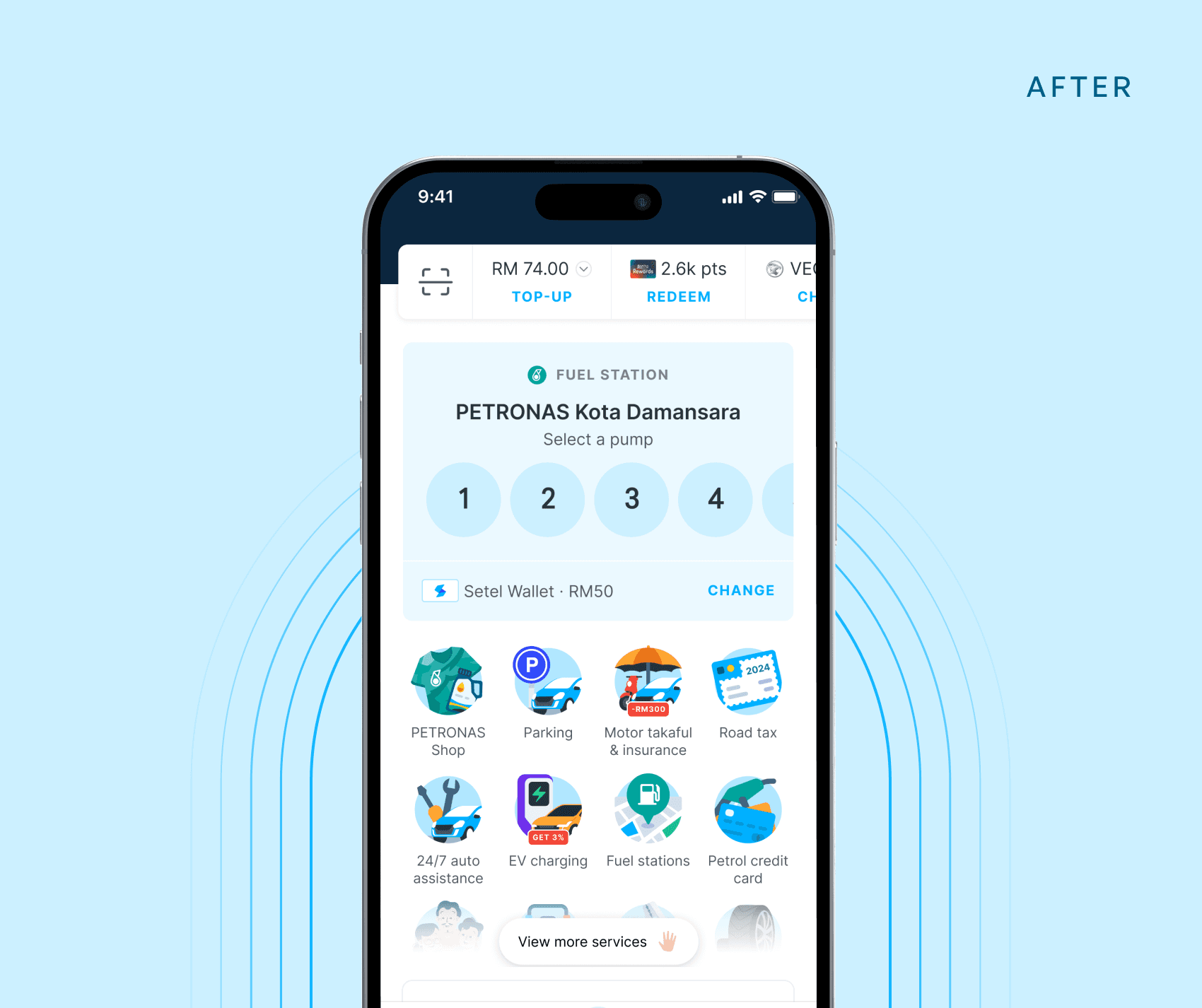 Setel's homepage after redesign