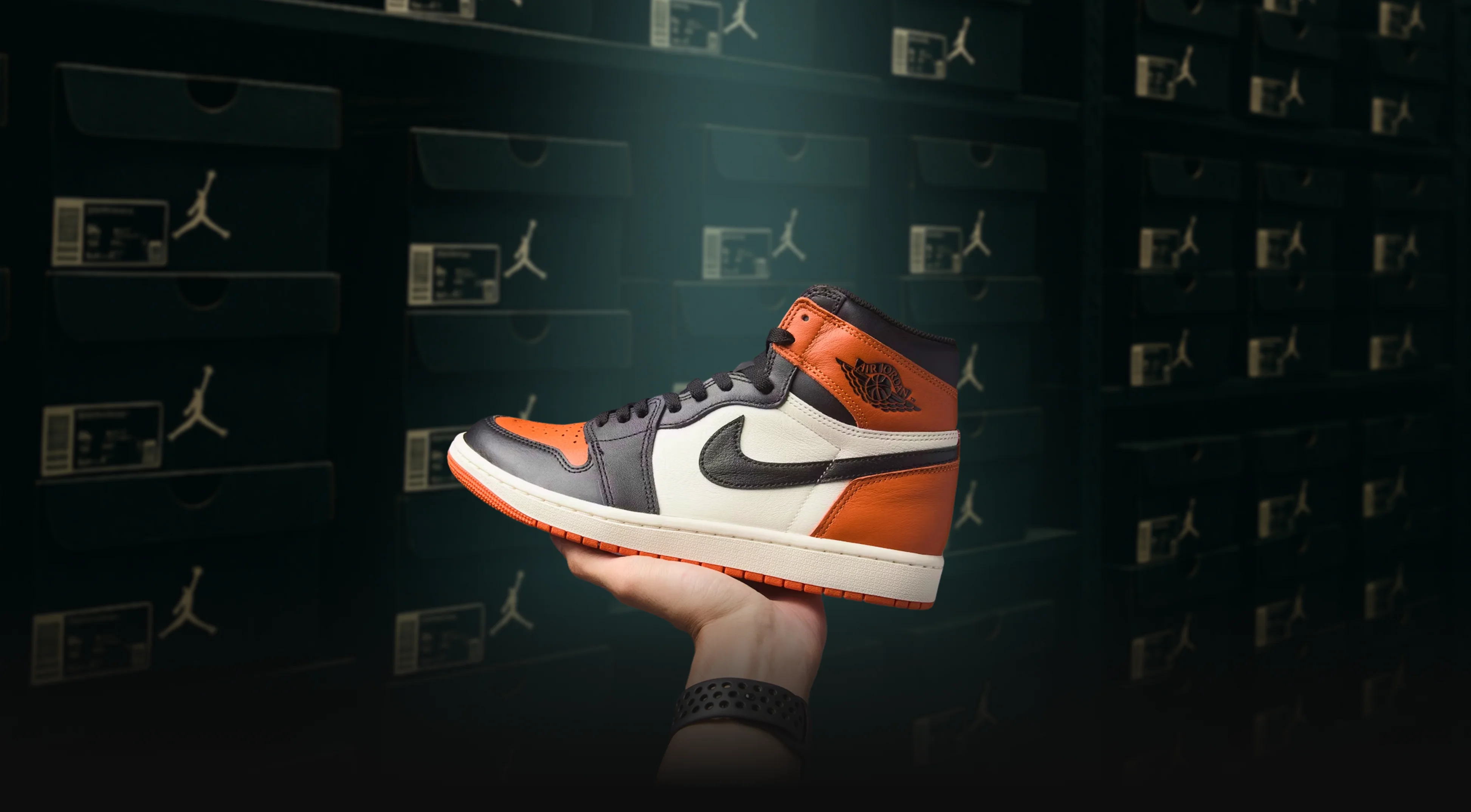 Stacks of sneakers in warehouse used as collateral for instant loans on Pledge.