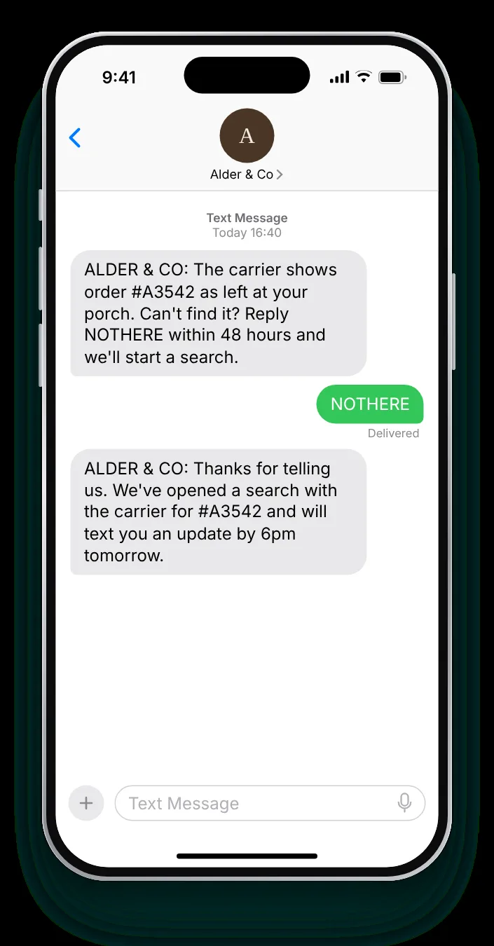A way to say it isn't there delivery confirmation text on an iPhone
