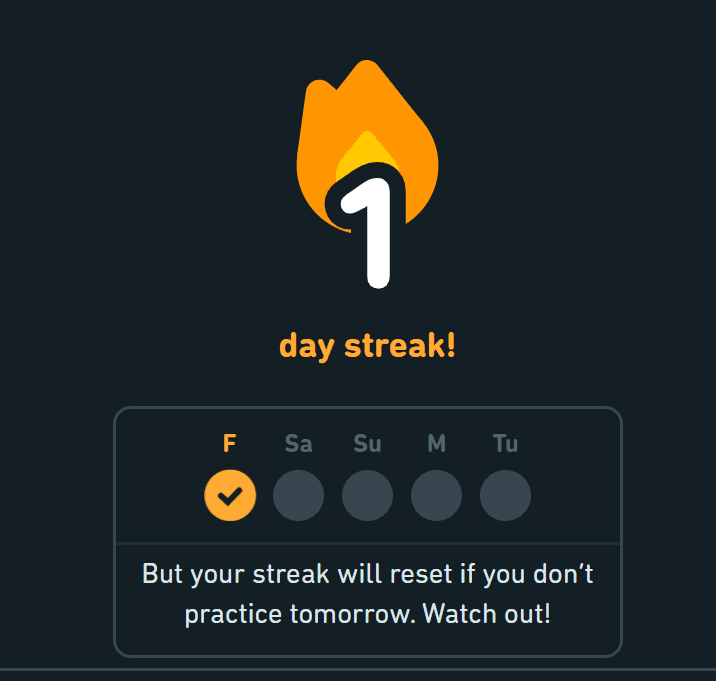 i have a 1 day streak on duolingo : r/notinteresting