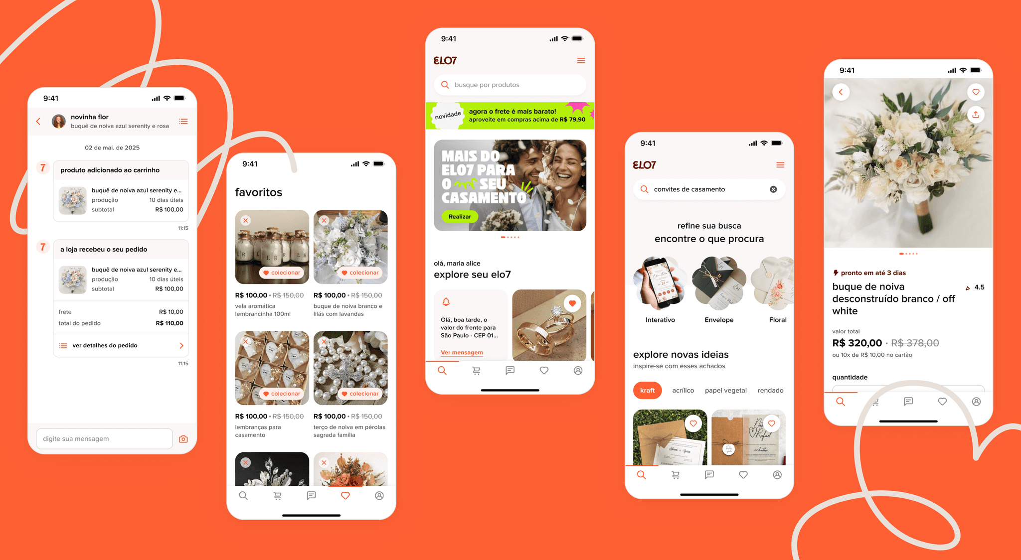 Design system interface showing styled buttons, input fields with labels and states, user profile cards, filter chips, brand logos, and reaction counters on an orange background.