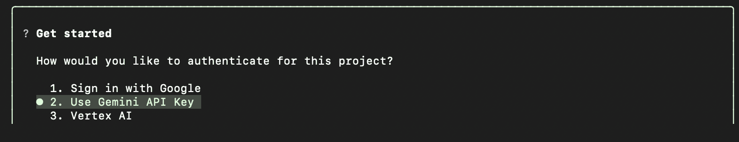 Gemini CLI: selecting "Use Gemini API key"