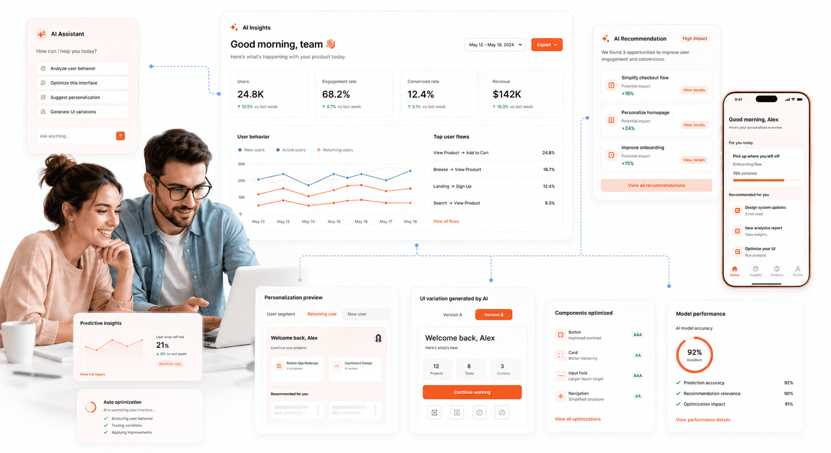 AI UX design for SaaS — adaptive dashboards, intelligent analytics, and scalable interfaces